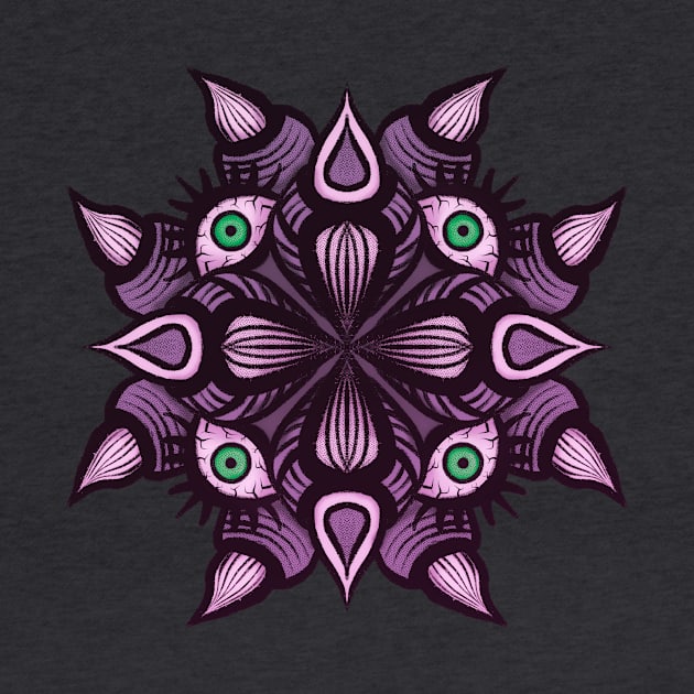 Symmetrical Demonic Creature Purple Horror Art by Boriana Giormova